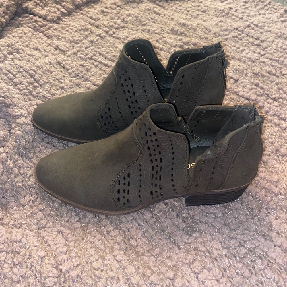 Olive colored booties